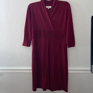 Kasper Red Knit Dress Faux Wrap Size Large